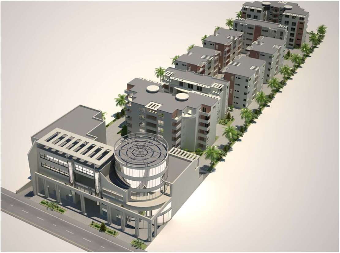 Shopping centre and residential units